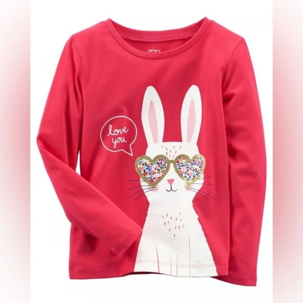 Carters bunny rabbit long sleeve shirt pink 2T Easter Spring